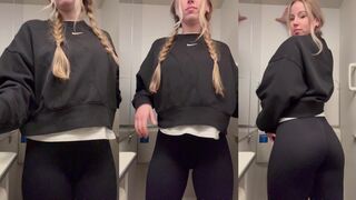 Hayleex Masturbates With A Vibrator In A Public Restroom