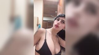 Mia Khalifa Takes Off Her Bra In The Shower And Shows Off Her Tits