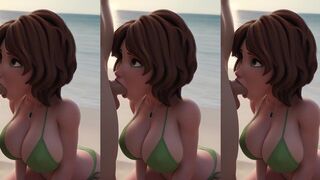 bl0wj0b, blowjob, deepthroat. a sexy woman. a man's big penis is prominently di…